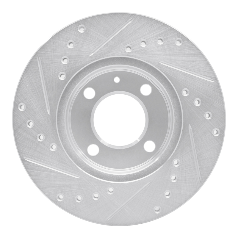 Volkswagen Jetta Brake Rotor (1) - Front Right - R1 Concepts - Drilled & Slotted - Silver - `86-`08
